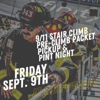 ⚡️Friday, Sept. 9th⚡️
::
9/11 Stair Climb Pre-Climb Packet Pickup & Pint Night 👨🏻‍🚒🍻

Climbers pick up your packets and stay for a night of fun!

🎶 Music from Well Dogs at 7:30pm

🍕 Food from @backdraftbarbecue 
5pm-sellout 

🍺 From 5-11pm High Voltage will donate $1 for every pint sold to the Tri-Cities 9/11 Memorial Stair Climb in honor of our friend, Fred McGrew. ❤️

You don't have to be a climber to enjoy the fun! Everyone is welcome! 🤩

AND AN ADDED BONUS!
We will have Stackpole American Golden Ale created by our friends at @johnsoncitybrewing on tap for this special event!🍻

The Stackpole American Golden Ale has a special story behind it. Not only was it brewed with local Firefighters to benefit the Tri-Cities 9/11 Memorial Stair Climb, but it was named in memory of Captain Timothy Stackpole, who died in the line of duty at the World Trade Center on 9/11. He was a hero not only because of how he died, but more importantly, how he lived. Stackpole is a S.M.A.S.H. beer, which is an acronym for "single malt and single hop." It was brewed with Tennessee pilsner malt and mandarina bavaria hops. Here's to the memory of the Fallen. We will Never Forget. 🇺🇸
