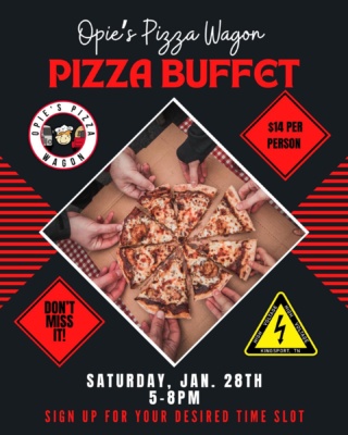 🍕PIZZA BUFFET 🍕
WITH @opiespizzawagon
• Saturday, Jan. 28th • 5-8pm •
Sign up for your desired time slot at highvoltagekpt.com under the “Event” section. Sign up is free. You can pay for the buffet the day of the event! 😊
::
▪️$14 per person
▪️Featuring entire menu + new specialty pizzas
▪️🚫NO TEXT PIZZA ORDERS
::
Our indoor room will be open for indoor seating after 6pm due to private event.