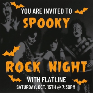 ⚡️Saturday, Oct. 15th⚡️
::
👻⚡️SPOOKY ROCK NIGHT⚡️🦇
with @flatlinekingsport!

Dress up as your favorite rocker and add a spooky twist if you wish!

Prizes for the top two
⭐️Rock Stars⭐️ of the night! 🤘🏻

🍕 @opiespizzawagon will be here for dinner starting at 5pm!