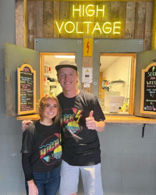 ⚡️It’s #smallbusinesssaturday!⚡️
::
We have High Voltage t-shirts, koozies, stickers, and gift certificates available at the Fuse Box! 🤩
::
Swing by today from 3-11pm and check some names off your Christmas list! ✔️